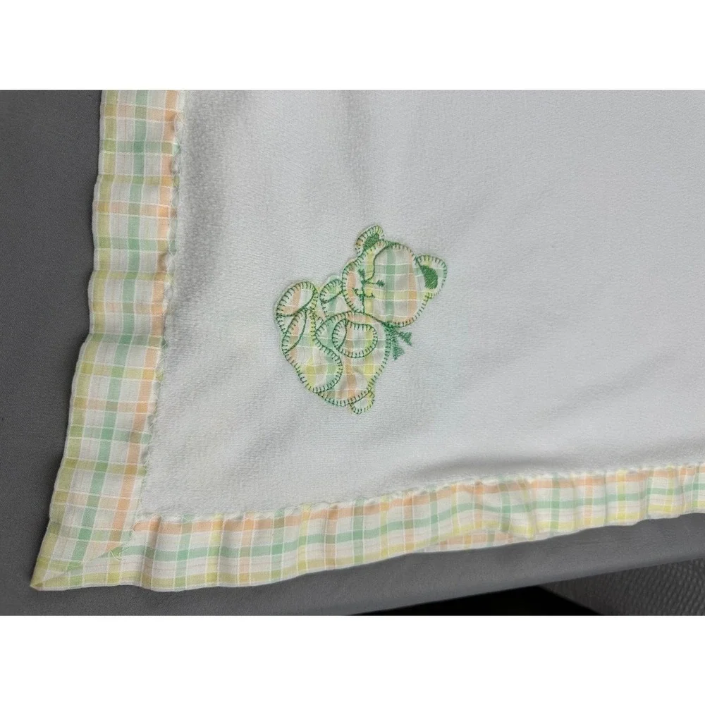 Baby Blanket White‎ Teddy Bear Plaid Trim Soft Cozy Toddler Infant Crib 37x27